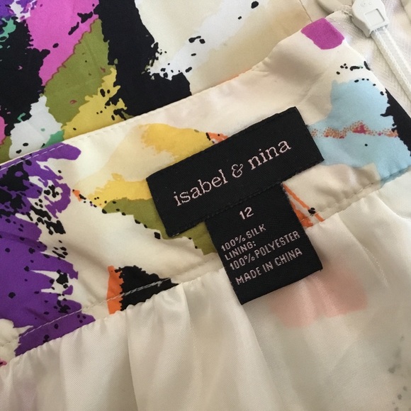 ISABEL & NINA silk abstract A-line circle skirt 12 - Picture 4 of 5